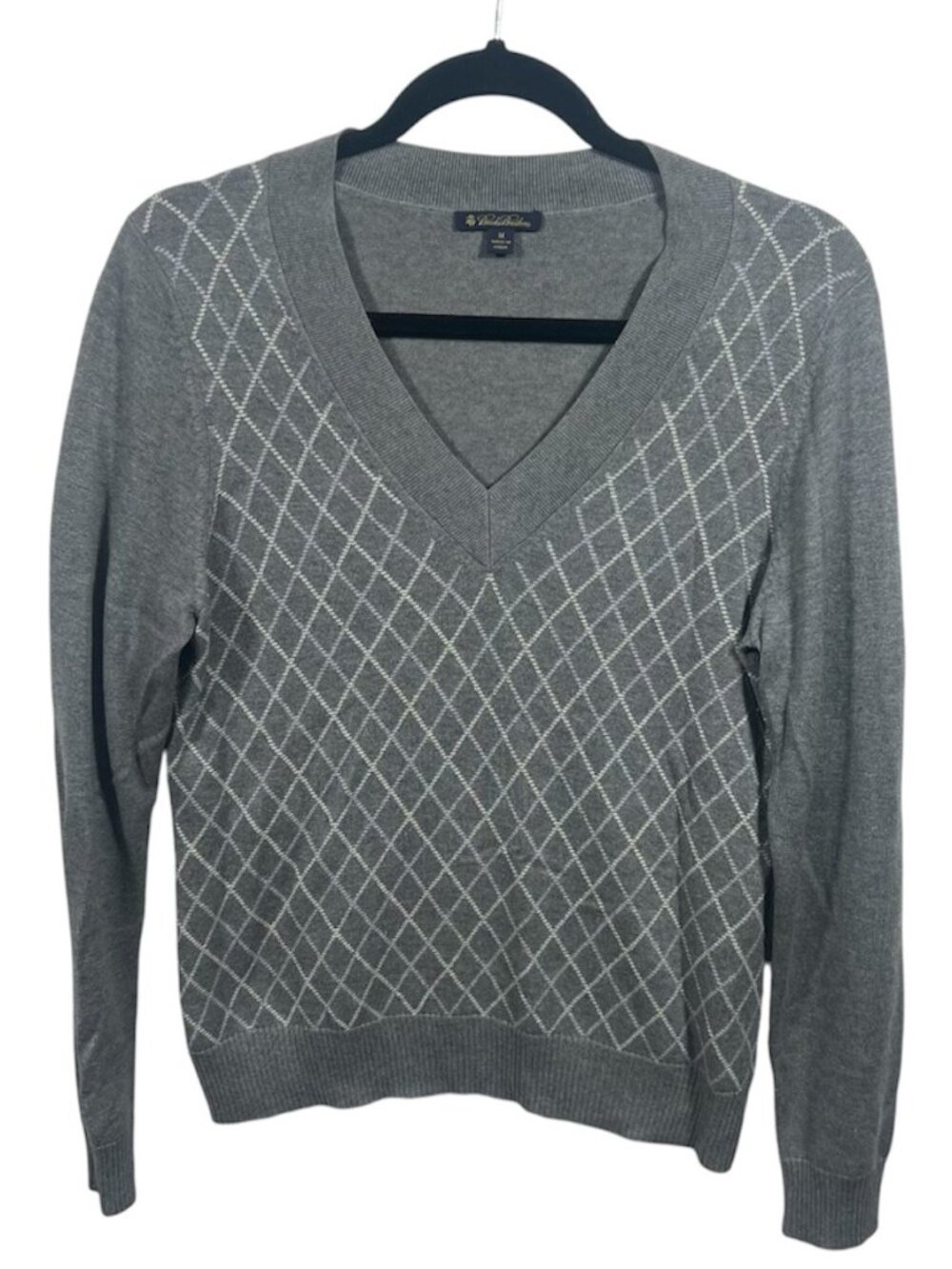 Brooks Brothers Sweater Womens Pullover V Neck Long Sleeve Silk Medium Preppy